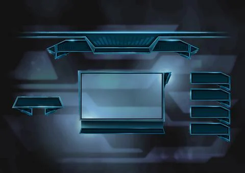 Digitally generated image of blue desktop computer icon against grey background Stock Photos