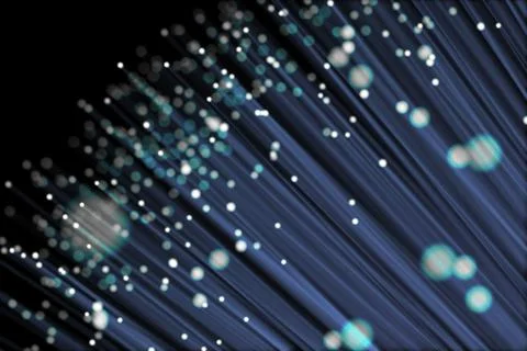 Digitally generated image of blue fiber optics Stock Illustration