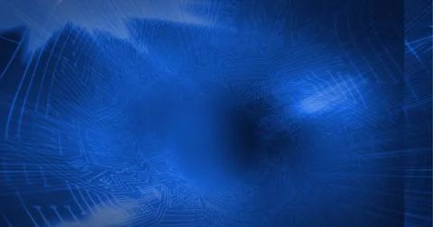 Digitally generated image of blue microprocessor connections against blue 写真素材