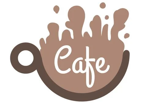 Digitally generated image of cafe text over a coffee cup icon against white Ilustração Stock