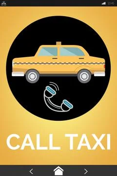 Digitally generated image of call taxi text and telephone symbol Stock Illustration