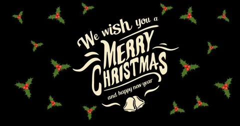 Digitally generated image of christmas greeting with mistletoe pattern against Stock Illustration