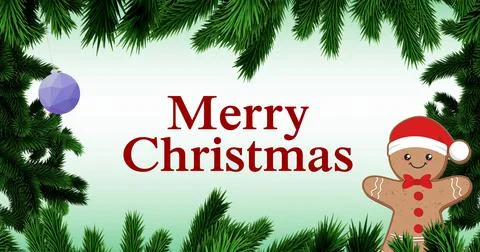 Digitally generated image of christmas greeting with decoration and pine needles Illustrazione stock