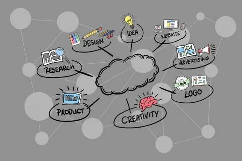 Digitally generated image of cloud amidst various icons 스톡 사진