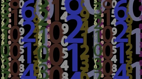 Digitally generated image: colourful numbers as code rain on a white background Stock Footage 80609226