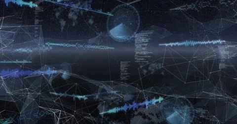 Digitally generated image of computer networks over abstract background Stock Illustration