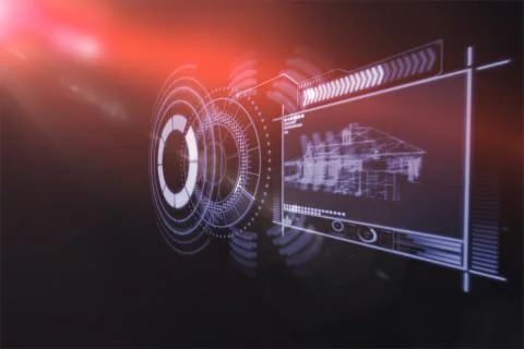 Digitally generated image of device interface with graphs 3d Illustrazione stock