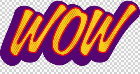 Digitally generated image of dot pattern design over wow text banner against Stock Illustration