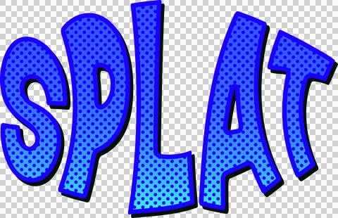 Digitally generated image of dot pattern design over blue splat text banner Stock Illustration