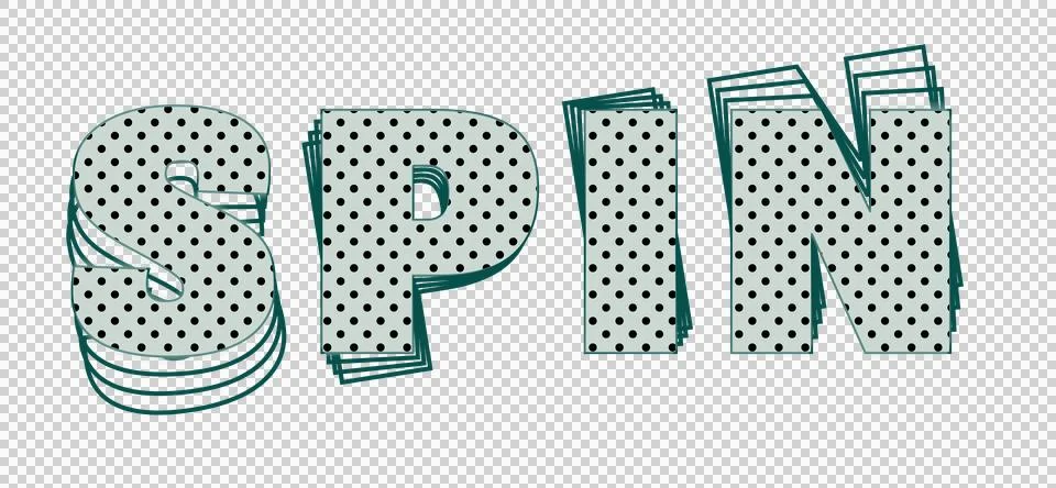 Digitally generated image of dot pattern design over grey spin text banner Stock Illustration