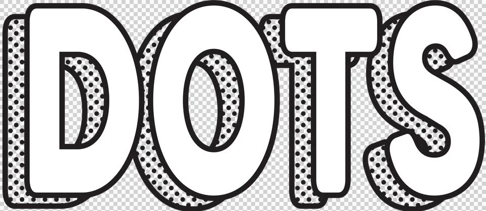 Digitally generated image of dots text in dots shadow effect against white Stock Illustration