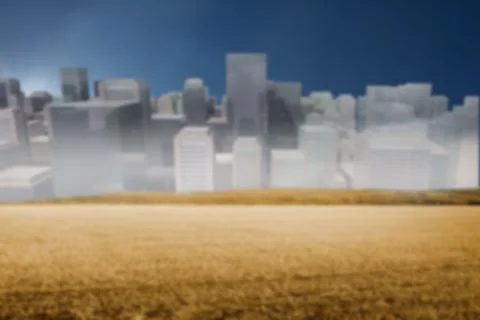 Digitally generated image field an buildings Ilustración de archivo