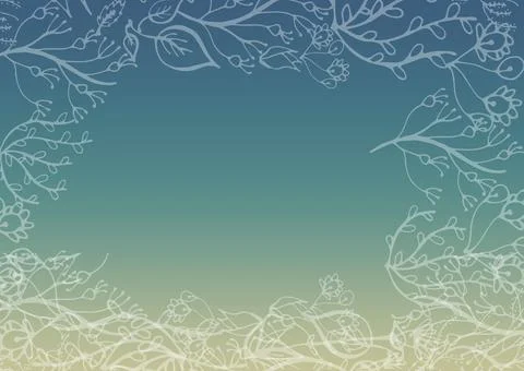 Digitally generated image of floral designs with copy space on green gradient Stock Illustration