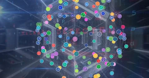 Digitally generated image of global connections with computer network and Stock Illustration