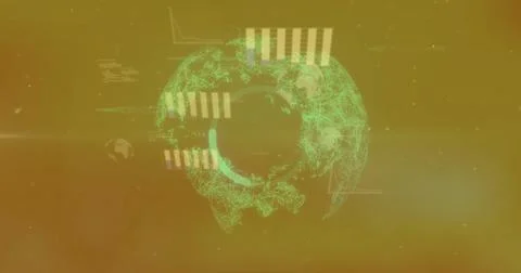A digitally generated image of a globe with various statistics and data Stock Photos
