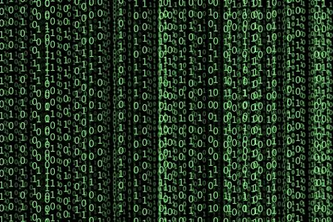 Digitally generated image: green numbers a black background 스톡 사진