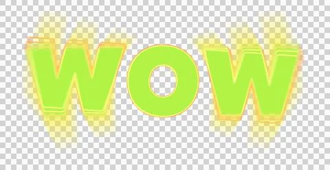 Digitally generated image of green wow text banner with motion blur effect on Stock Illustration