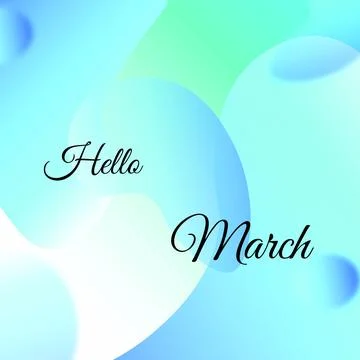 Digitally generated image of hello march text banner against abstract shapes on 库存照片
