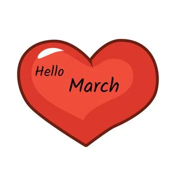 Digitally generated image of hello march text banner over heart red icon against 库存照片