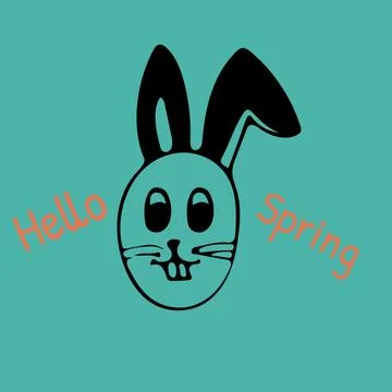 Digitally generated image of hello spring text banner and bunny icon against Stockillustratie