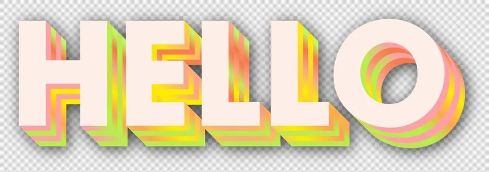 Digitally generated image of hello text banner with shadow effect against white Stock Illustration