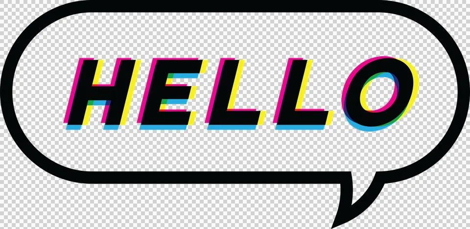 Digitally generated image of hello text in a speech bubble against white Stock Illustration