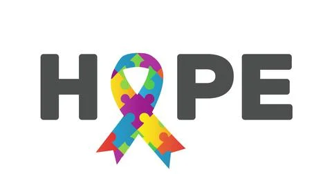 Digitally generated image of hope text with puzzle elements forming autism Stock-Illustration