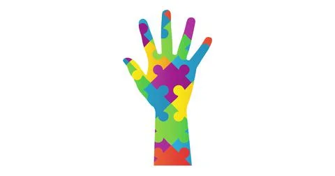 Digitally generated image of hope text with puzzle elements forming autism Stock-Illustration