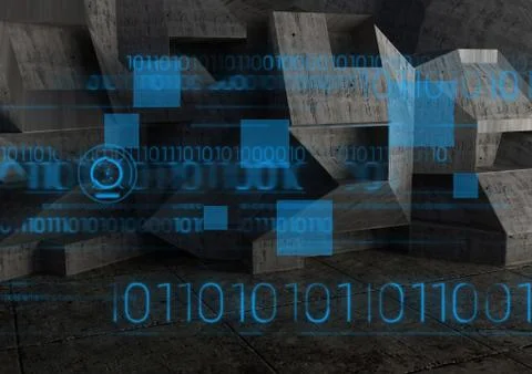 Digitally generated image of interface with binary numbers Illustrazione stock