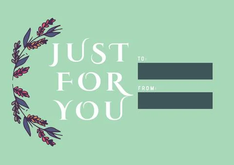 Digitally generated image of just for you text and floral design against green Stock Illustration