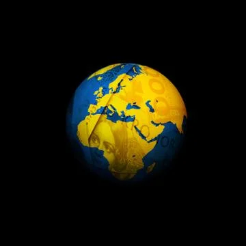 Digitally generated image of money globe Stock Illustration