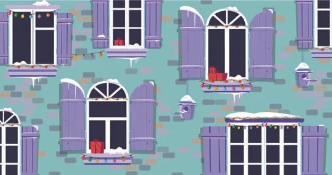 Digitally generated image of multiple decorated window frames Illustrazione stock