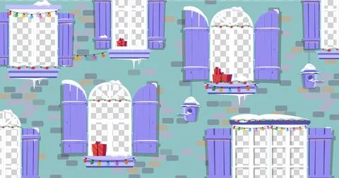 Digitally generated image of multiple decorated window frames Illustrazione stock