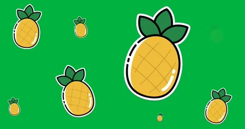 Digitally generated image of multiple pineapple icons against black background Stock Footage 318769399