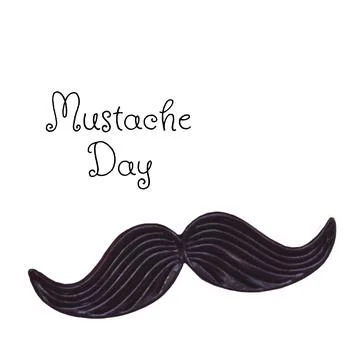 Digitally generated image of mustache day text with mustache icon against white Stock Photos