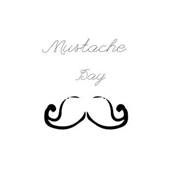Digitally generated image of mustache day text with mustache icon against white Stock Photos