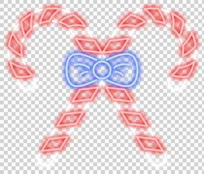 Digitally generated image of neon blue ribbon over candy cane icon against white イラスト素材