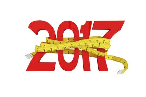 Digitally generated image of new year with tape measure Stock Illustration