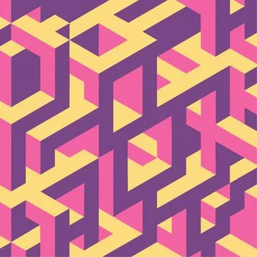 Digitally generated image of pink and yellow 3d cube design pattern Stock Illustration