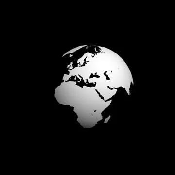 Digitally generated image of planet earth, Black and white globe Stock Illustration