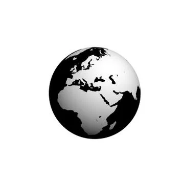 Digitally generated image of planet earth, Black and white globe Stock Illustration