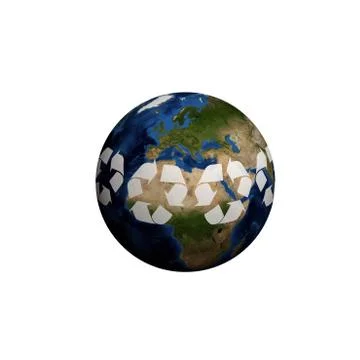Digitally generated image of planet earth, Recycling planet Stock Illustration