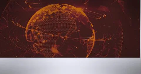 Digitally generated image of plexus network over globe against red background Stock Illustration