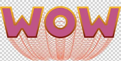 Digitally generated image of purple wow text banner with spring shadow effect on Illustrazione stock