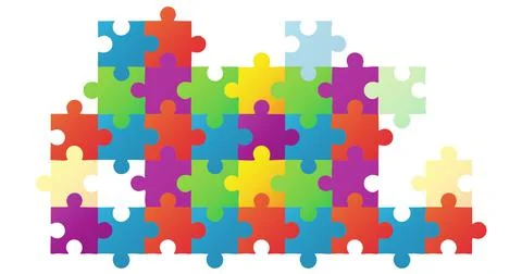 Digitally generated image of with puzzle elements forming rectangle shape Illustrazione stock