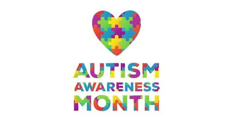 Digitally generated image of with puzzle elements forming Autism Awareness Month Stock Illustration