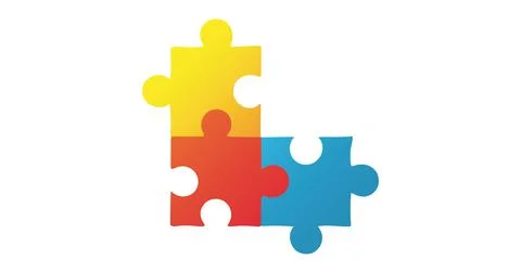 Digitally generated image of with puzzle elements forming square shape against 스톡 일러스트