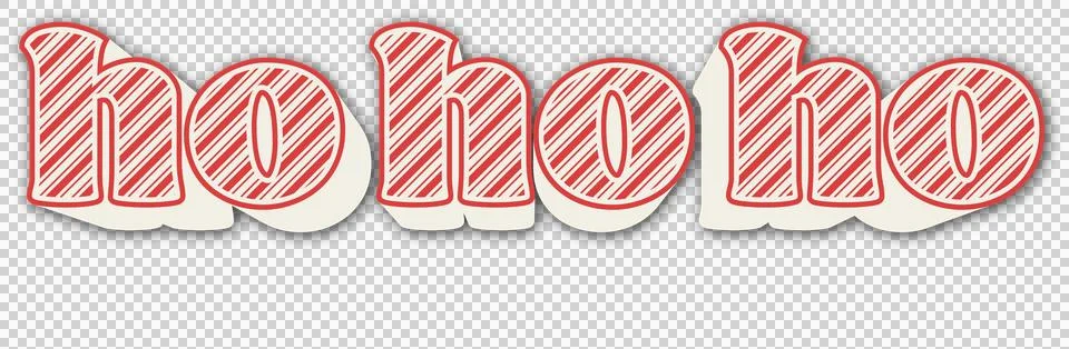 Digitally generated image of red striped ho ho ho text banner against white Stock Illustration