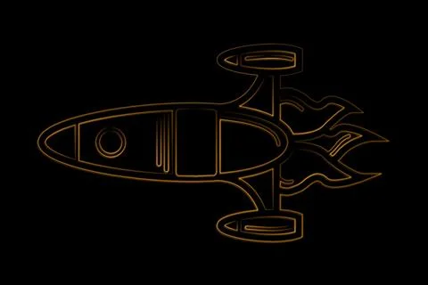 Digitally generated image of rocket flying against black background Stock Illustration