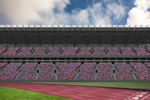 Digitally generated image of running track in stadium Stock Illustration